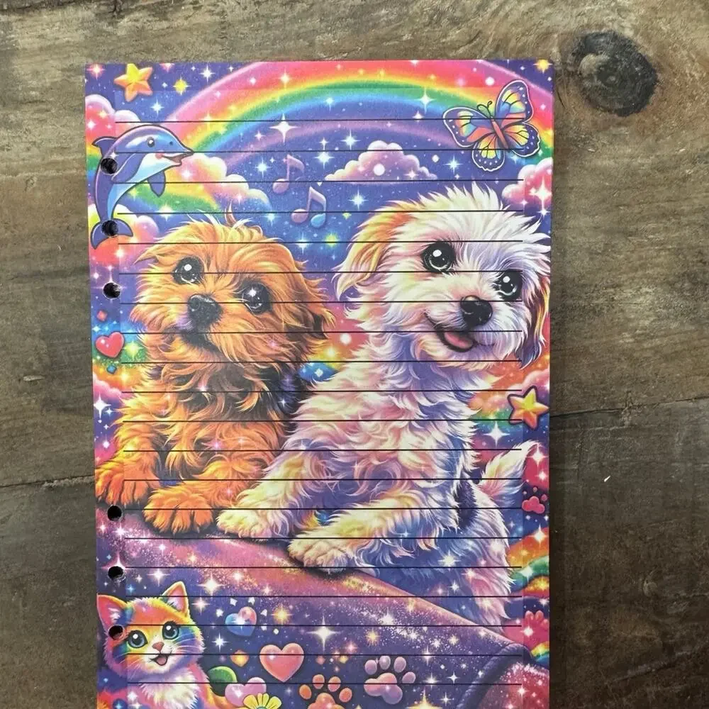 Lisa Frank Dogs A5 6 ring binder with matching paper